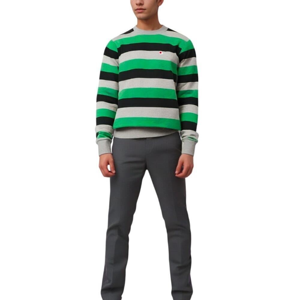 Champion Mens Vintage Striped Green Black Gray Sweatshirt Size 2XL